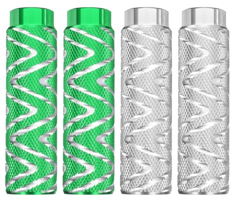 QUARKZMAN 2 Paar Fahrrad Pegs Aluminiumlegierung Hintere Stunt Pegs Anti-Rutsch Fußpedale Passend Für 3/8 Achsen Für Mountainbike BMX Grün & Silber