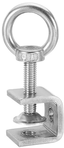 sourcing map 304 Stainless Steel C Clamps 20mm Square Mini Tiger Clamp Adjustable Heavy Duty Metal U Clip with Eye Hook Screw for Woodworking Welding Mounting, Silver