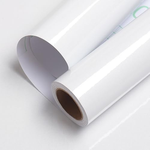 LaCheery Carta Adesiva per Mobili Bianca Lucida 60cm x 800cm Pellicola Adesiva per Mobili Cucina Rivestimento Adesivo Bianco Vinile Impermeabile Pellicole Adesive per Armadio Camera da Letto Soggiorno