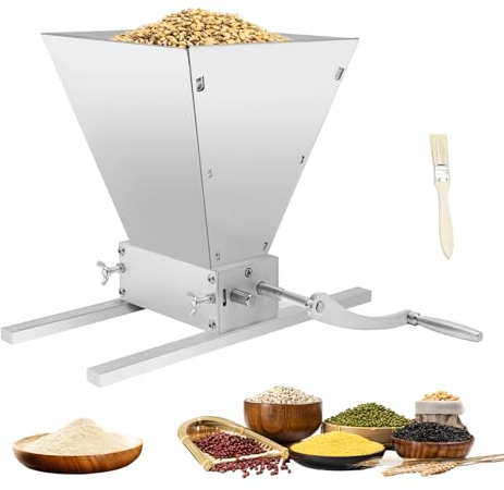 ROGONPDK Moulin à céréales réglable, broyeur à céréales, moulin à malt, moulin à nourriture, moulin à maïs, broyeur à grains, machine à céréales, poudre de malt, moulin manuel à grains