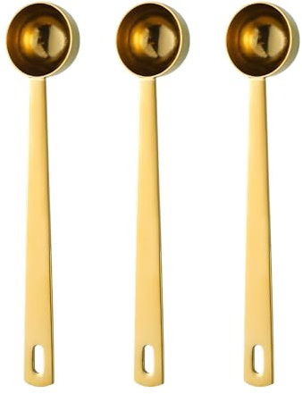 3 Pcs 5g Scoop for Gold Stainless Steel, Multifunctional 5 Gram Scoop, Long Handle Coffee Scoops for Powder Matcha Rituals & Protein