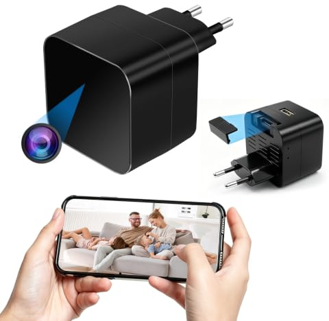 LXMIMI Telecamera Nascosta Wi-Fi 5G, Telecamera Nascosta con Caricatore USB | Mini Telecamera Spia WiFi con Rilevamento del Movimento, Registrazione in Loop, Wi-Fi 2.4 e 5G, APP Tuya, Norme europee