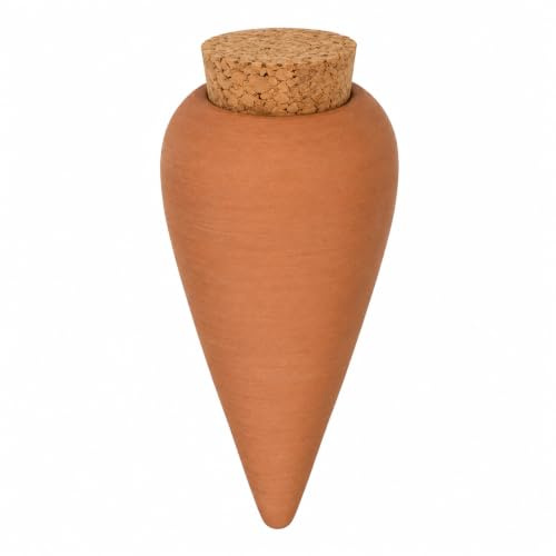 HISPACERAMICA Regador Automático de Cerámica para Plantas | Sistema de Autorriego para Macetas | Cono de Riego por Goteo de Barro Rojo | Depósito de 250 ml | Ideal para Interior y Exterior | Terracota