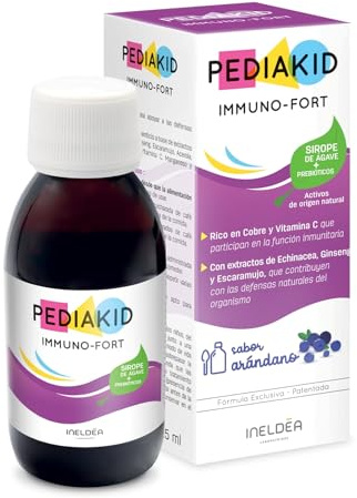 PEDIAKID - Sirop Immuno-Fort - Complément Alimentaire Naturel - Formule Exclusive au Sirop d'Agave - Aide à Soutenir les Défenses Naturelles de l'Organisme - Goût Myrtille