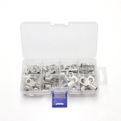 DollaTek 60 pz Bullone Foro Terminali in rame stagnato Terminali set-Wire Connettore Capicorda Batteria Terminali SC Scorcio di bocca