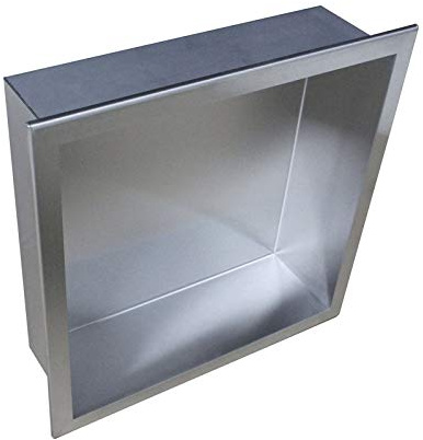 BERNSTEIN Wandnische BS303010 30 x 30 x 10 cm randlos aus Edelstahl gebürstet, befliesbare Duschnische zur senkrechten oder waagrechten Montage