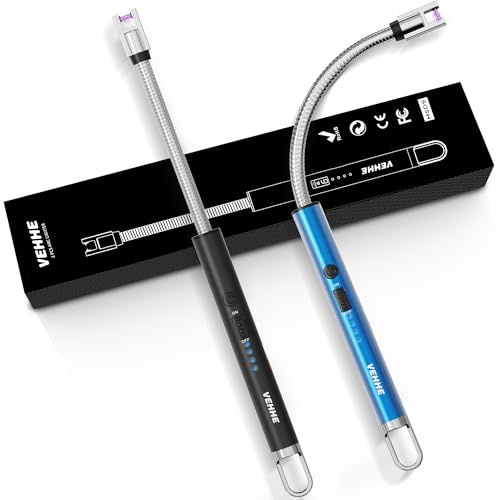 VEHHE 2 Briquets Électriques Rechargeables Allumebougie Arc Noir Bleu | Lot de 2 Pratique au Quotidien | Recharge USB Sans Piles | Arc Électrique Sans Flamme Pour Maison et Extérieur