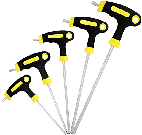JONMON Bike Hex Key Allen Wrenches Set - 2.5/3/4/5/6mm Bicycle T-handle Long Arm Hex Key with Ball End Screwdriver Hand Tool for Bike Pedal Handlebar Disc Brake Mount Repair