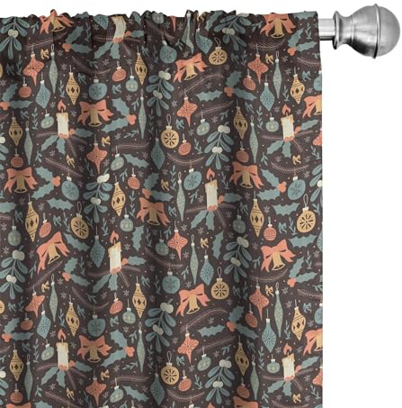 ABAKUHAUS Weihnachten Vorhänge, Gardinen, Weihnachten Verwandte Elemente, Fensterbehandlungen für Wohnzimmer Schlafzimmer Dekor, 2 Stück 75 cm b x 245 cm h, Dunkle Mauve und Multicolor