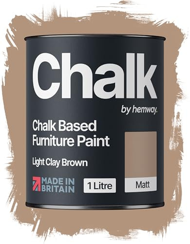 Hemway Chalk Based Furniture Paint, Light Clay Brown 1L, Matt Finish | Shabby Chic, Chalk Paint Furniture & Walls, Quick Dry & 1 Coat