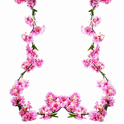 2 Pezzi 180cm Fiori di Ciliegio Artificiali in Seta Finti Piante Artificiale Fiore Appeso Vite Ghirlande di Falso di Ciliegio Fiori Finti Ghirlanda per Decorazioni Matrimonio Casa Giardino Nozze