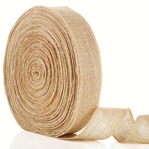 AKOLAFE Juteband Natur 50m x 5cm Breit Burlap Geschenkband Vintage Deko Sackleinen Band Natur Stoffband Geschenkbänder für DIY Verparkung Handwerk Weihnachten Hochzeit Party