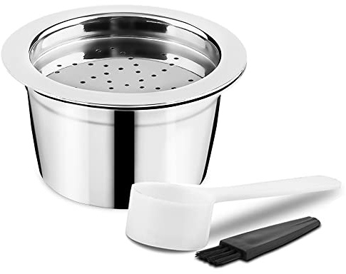 RECAFIMIL Capsules de café réutilisables pour machine K FEE - Rechargeable - En acier inoxydable - Avec cuillère et brosse