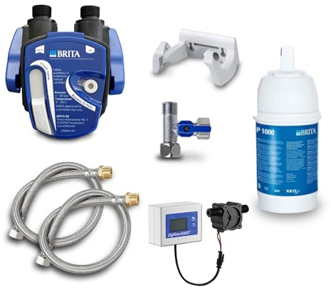 Ensemble de filtres à eau sous évier Neues Wasser - Cartouches filtrantes Brita, tête de filtre, tuyau flexible, adaptateur de valve, indicateur de changement de filtre d'horloge à eau Digiflow