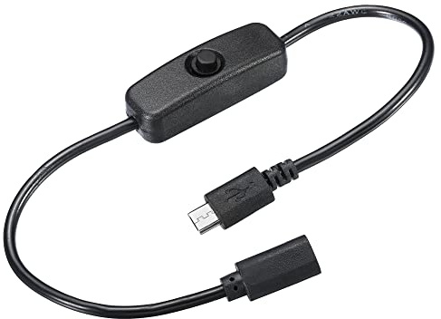 PATIKIL Micro USB Cable with on Off Power Switch, 1ft Male to Female Extension Connector for LED Strips USB Fan, Black
