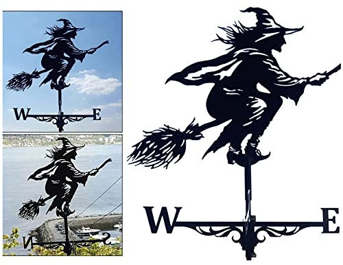 VVLXRIC Hexen Deko, Wetterhahn Windspiel, Schwarze Hexe Decoration Terrass, Wetterfahne Fuer Dach, für Garten, Rasen, Terrasse, Dach, Halloween Dekoration