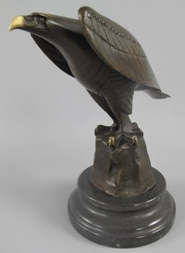 Casa Padrino Luxus Art Deco Bronze Figur Adler auf Felsen mit Marmorsockel Bronze/Gold/Schwarz 12 x 22 x H. 21 cm - Bronze Skulptur - Deko Figur - Deko Accessoires