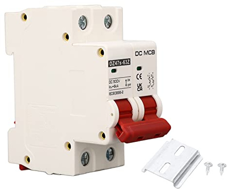 DZ47S-63Z-2P, 500V 25A, DC Trennschalter Solar mit DIN-Schiene, DC-Leitungsschutzschalter Kurzschlussschutz Lichtbogenlöschung Miniatur-Leitungsschutzschalter DC 500V 2P 25A