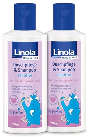 Linola Baby & Kind Duschpflege & Shampoo sensitive - 2 x 200 ml - Für Haut und Haar | 2-in-1 Duschgel & Shampoo für sensible Baby- und Kinderhaut