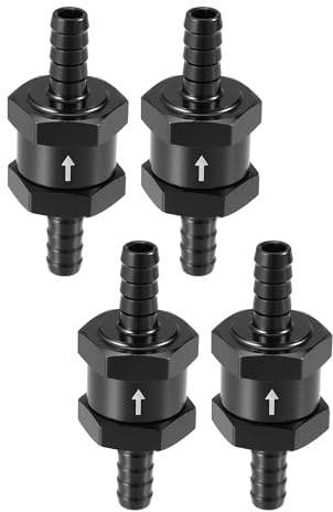Hihaha Kraftstoff-Rückschlagventil Einweg 4 Stück Für Benzin Diesel | Schwarz, Aluminiumlegierung, Außendurchmesser 8mm, Innendurchmesser 5mm, Korrosionsbeständig