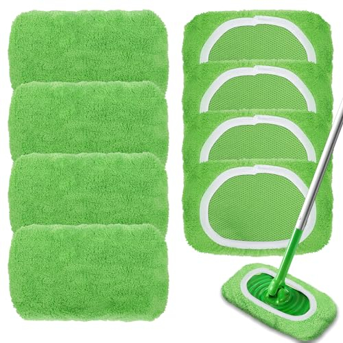 8 Bodentücher für Swiffer Sweeper Mop, 25,4 x 11,5CM Trockene/Feuchte Bodentücher, Wiederverwendbar und Ideal für Swiffer Bodenwischer Wet & Dry Starter