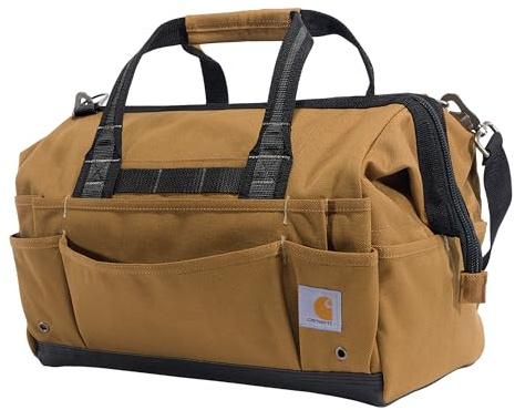 Carhartt Verktygspåse på webbplatsen, hållbar, vattentålig, verktygsförvaringsväska, tungvikt, 30 fickor, Carhartt Brown