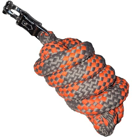 Brama-West Führstrick Soft & Dick - Anbindestrick für Pferde, Ponys, Shettys - Panikhaken - ca.180cm - Neonorange/Silber