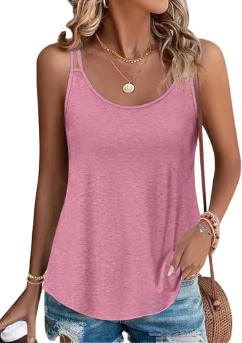 PLOKNRD Top sin Mangas para Damas Temporada de Verano con Tirantes Delgados Escote Redondo y Estilo de Camisa