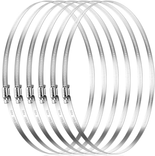 Caianwin 6 Pièces 289-311mm Collier de Serrages 304 Collier de Serrage Métallique Réglable Collier Durite, Collier de Serrage Inox Pour Tuyau D'évacuation, Ventilation de Séchoir, Tubes