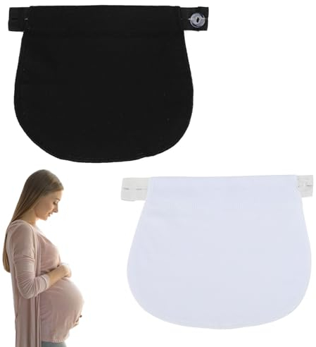Hugfads 2 Stück Schwangerschaft Hosenerweiterung, Anpassbare Taillenverlängerung, Hochwertige Baumwoll-Hosenbunderweiterung, Komfortable und Einstellbare Hosenverlängerung für Schwangere Frauen