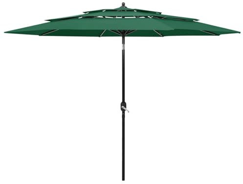 JUDYY Sombrilla de 3 niveles con poste de aluminio verde 3 m, Parasoles De Jardin, Sombrilla Piscina, Sombrilla Terraza Exterior, Parasol Playa, Sombrillas Para Jardin - 313869