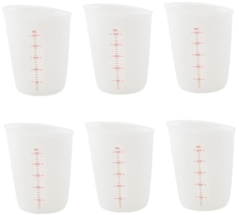 Garneck 6piezas Taza Medidora De Silicona Transparente Escala Visible De Recipiente De Líquidos Graduado Para Cocina y Laboratorio Fácil De Limpiar y Reutilizable