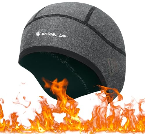 Bonnet de Cyclisme d'hiver, Chaud Cyclisme Bonnet sous Casque avec Couvre Oreilles et Trou Lunettes Coupe-Vent Homme Femme Bonnet de Sport pour Ski, Vélo (FR/ES, Alpha/Lettres, Taille Unique, Gris)