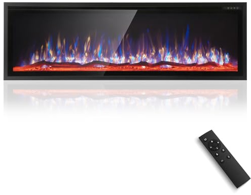 Sophia & William 60 Inch Electric Fireplace Wall Mounted, Fireplace Heater with Remote Control, Ultra Narrow Bezel for Living Room