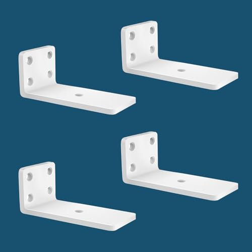 MLOQI 4 stück Regalhalterung Unsichtbar, Regalwinkel Schwerlast, Regalhalter Metall, Schwerlastwinkel Wandhalterung Winkel Regal, 0,5 cm Dick, Tragkraft 50 KG (Weiß 10 cm)