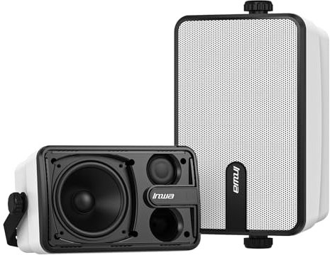 Inwa Cassa Bluetooth per Esterni, Altoparlante Montabile a Parete Impermeabile IPX5, Potente Sistema Audio con Bassi, Sincronizzazione Wireless Fino a 100 Altoparlanti (Coppia, SYNC Speaker)