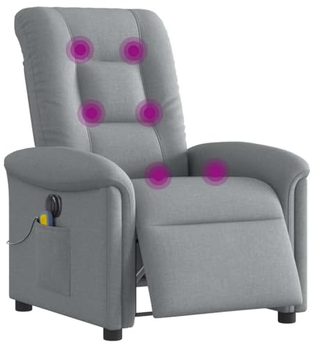 vidaXL Elektrisk massagefåtölj ljusgrå tyg