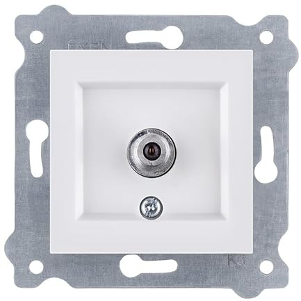 EXEN - SAT antenna socket flush-mounted white - junction box with filter F-plug - All-in-One compatible with KARELL/ODAK/COMFORT series - 262/01E