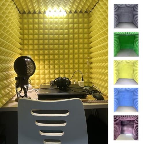 Soundproof Booth,Desktop Soundproof Cover, Portable Foldable Recording Vocal Booth, Home Studio Office Microphone Isolation Shield, Microphone Recording Equipment (Color : Dark Gray)