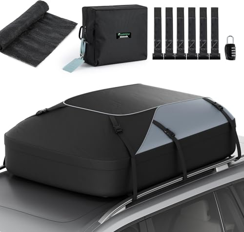Huanyu Cofre de Techo Impermeable Tienda de Techo para Vehículos Tienda de Techo para Vehículos con o sin Portaequipajes Portacargas de Techo con Alfombrilla Antideslizante y 6 Ganchos de Puerta