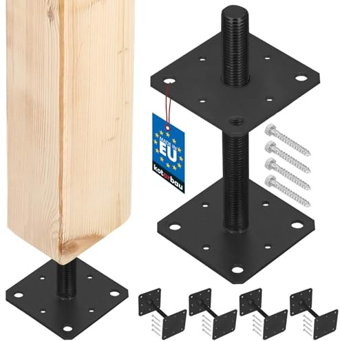 KOTARBAU® 4 Stk Pfostenträger pulverbeschichtetem Stahl 160x160x250mm Anthrazit Pfostenträger Einschlaghülse höhenverstellbar Zaunpfosten Aufschraubhülse Bodenhülse Balkenschuh Bodenanker Balkenschuhe