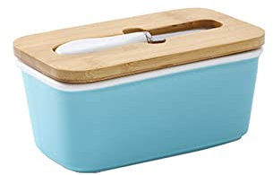 Récipient de beurre grand plat de beurre avec couvercle porte-beurre en céramique Récipient avec couteau et cachets de beurre d'étanchéité en silicone avec couvercles de rangement de fromage pour