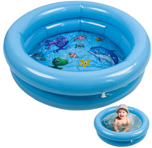 Planschbecken für Kinder, Aufblasbares Baby Schwimmbad, Runder Aufblasbarer Kinderpool, Kinder Aufstellpool, BabyPool für Garten, 70x20cm, Blau, für 1-5 Jahre