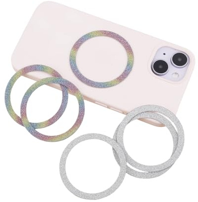 lasuroa 6pcs Universal Magnetic Ring, Sparkle Metal Ring Stickers No Magnet Compatible with Most Phone Inside Cases Wireless Charging & Car Phone Holders