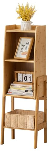 SOBIBO Bücherregal mit 3 Etagen, klassisches, modernes Bücherregal, Ausstellungsregale, Bambusholz, Organizer, Bücherregal für Wohnzimmer, Zuhause, Büro, natürlich, mittel