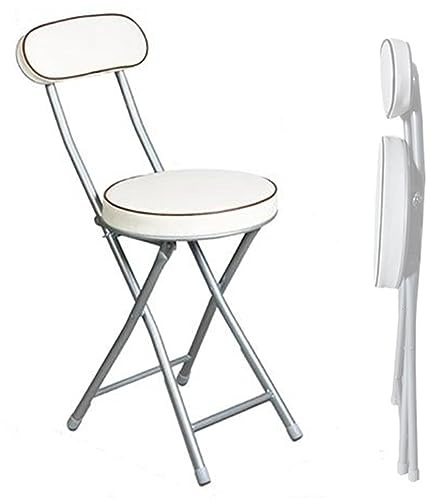 Sedia pieghevole imbottita bianca con schienale, sgabello da bar alto 45,7 cm, per cucina, ufficio, feste, soluzione elegante e confortevole