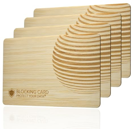 DEKRA geprüfte Bambus RFID Blocker Karte I Nachhaltiger Schutz vor Datendiebstahl - Neuste E-Field Störsender-Technologie I extra dünne Karte mit 0,8 mm für jede Geldbörse I NFC Schutz I (4)