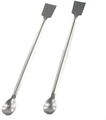 Puupaa Espátula y cuchara de laboratorio de acero inoxidable de doble extremo para manejar polvos y gránulos