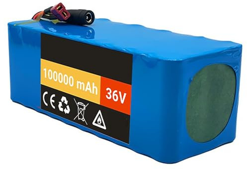 36V 100Ah Impermeable E-Bike Batería 10S4P Batería para Bicicleta Electrica Batería De Alta Potencia con Cargador para 200W 350W 500W 800W Motores