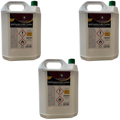 Bioetanolo Ecologico Naturale 3X5 LT | Combustibile Vegetale Inodore Per Caminetti E Stufe | Alta Qualità | Fiamma Pulita E Sicura
